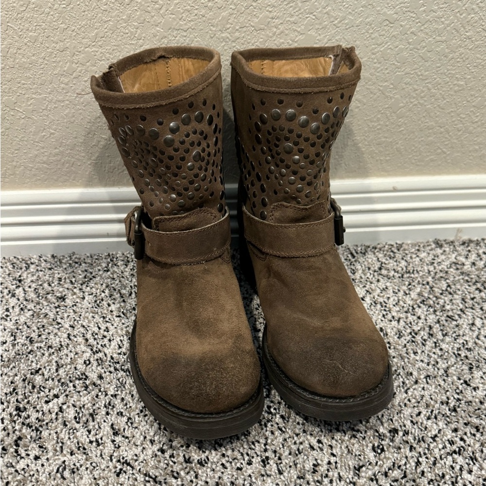 Leather booties worn once. Dark olive color